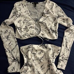 Marble Print Women's Top w/ Skirt